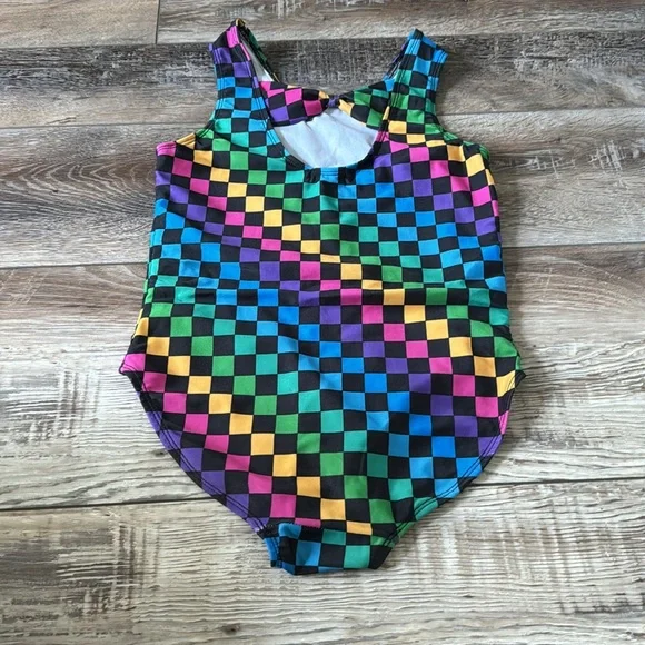 Girls Size 11/12 Checkered Leotard Gymnastics Dance - Picture 3 of 4